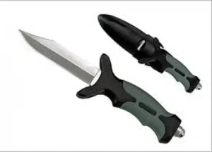Stainless Steel Pointed tip Leg knife with Sheath  "Black & Blue handle/Black Sheath"