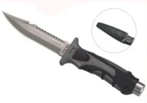 Stainless Steel Pointed tip Leg knife with Sheath  "Black handle/Black Sheath"