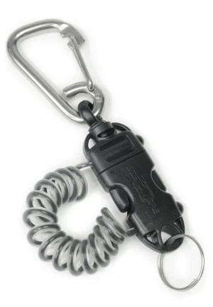 Tough Coil Carabiner Lanyard w/ Split Ring "Black Body" 1 Only