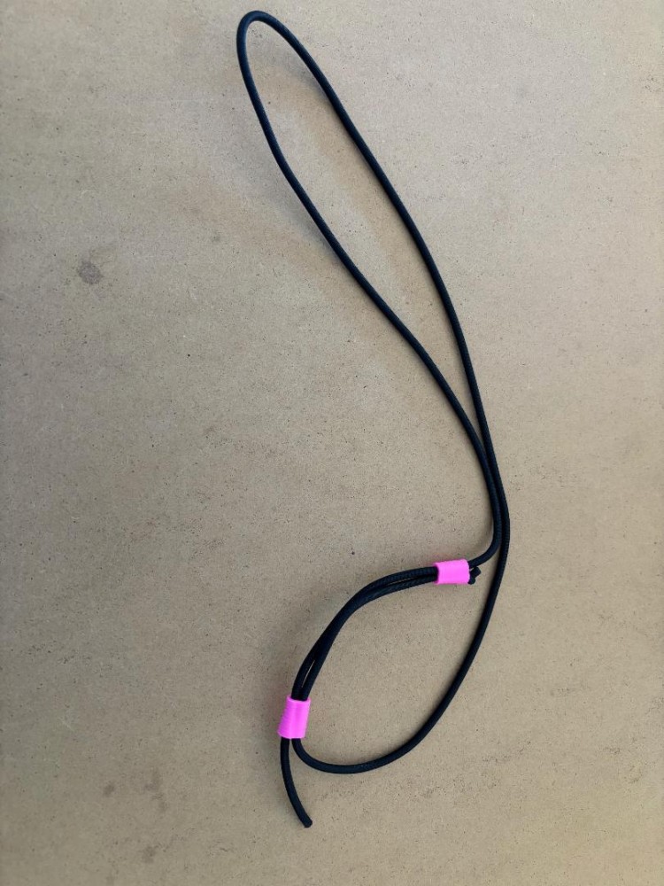 Try me pricing! 1/8" Adjustable Length Black Bungee Regulator Necklace "Select Holder Color" 