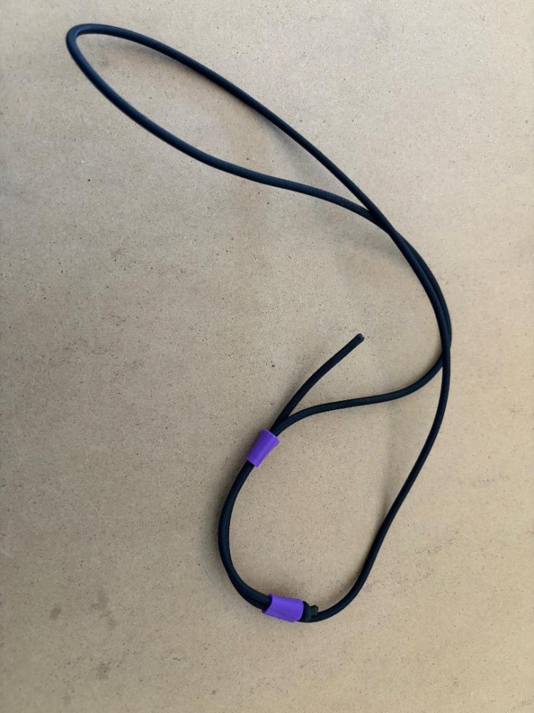 Try me pricing! 1/8" Adjustable Length Black Bungee Regulator Necklace "Select Holder Color" 