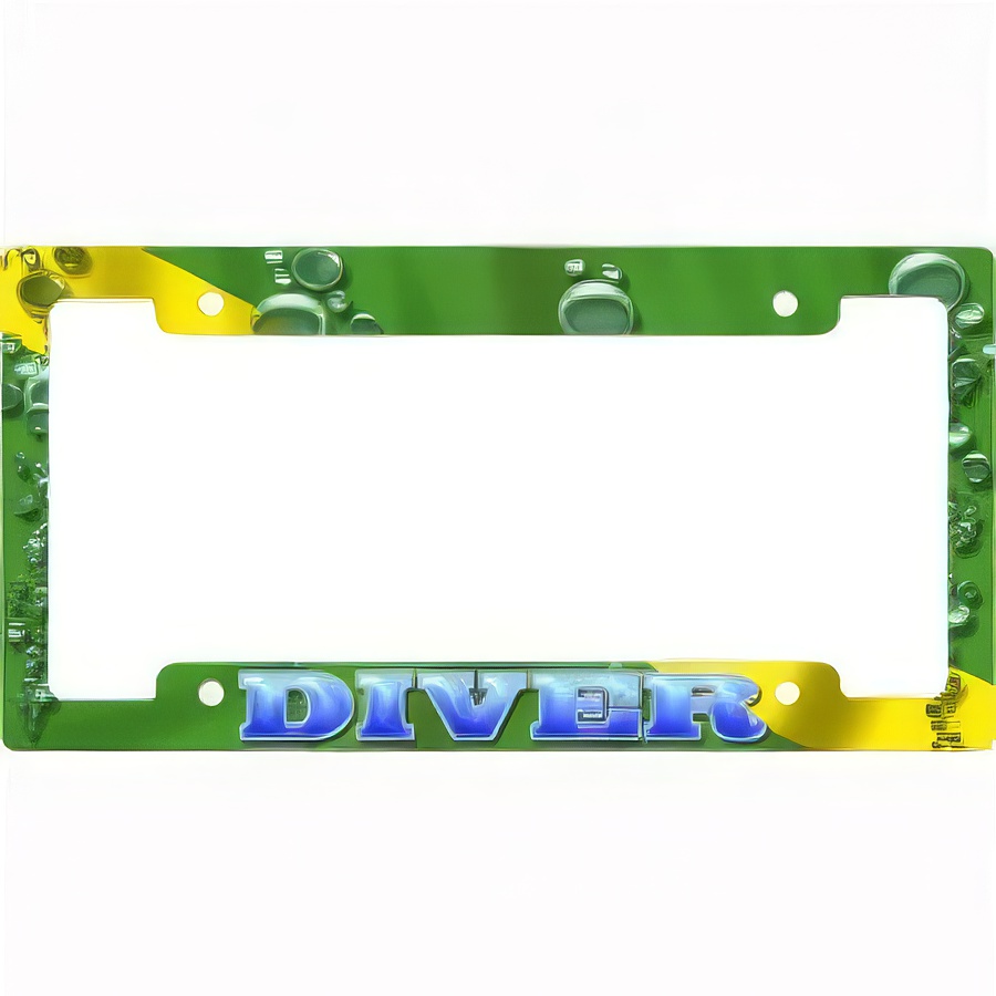 Metal License Plate Frame  "Nitrox Green Bubbles" - Product Image