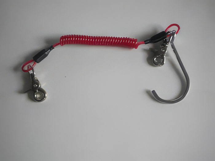 Bungee RED Laynard w/ Trigger Nickle Plated Snaps & SINGLE Hook - Product Image