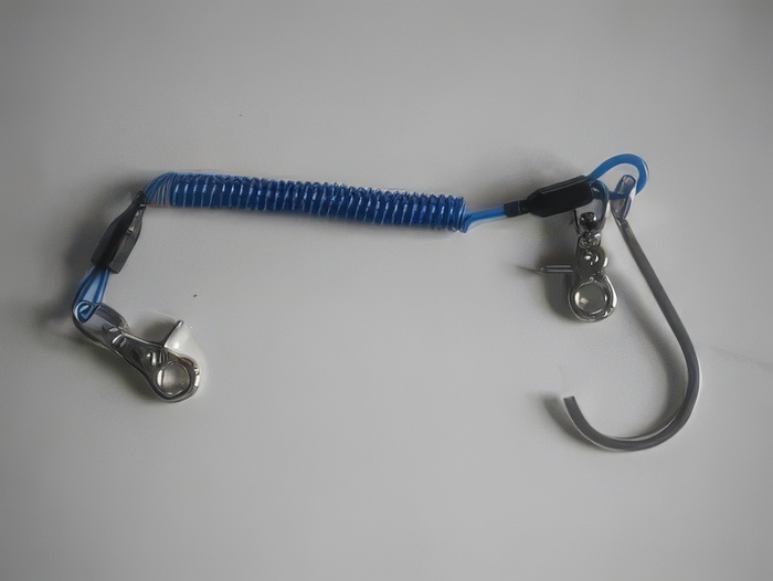 Bungee BLUE Laynard w/ Trigger Nickle Plated Snaps & Single Hook  - Product Image