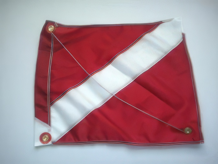 Nylon Red/ White Dive Flag "14 inch x 16 inch" Size Small "With Wire Stiffener with this flag! - Product Image
