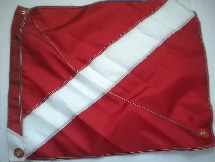 Heavy Duty Red/ White Nylon Dive Flag w/ wire Stiffener  "20 inch x 24 inch" Size Large - Product Image