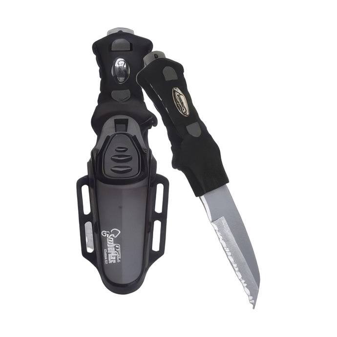 Scalloped Tip Knife  "Black Plastic Sheath"