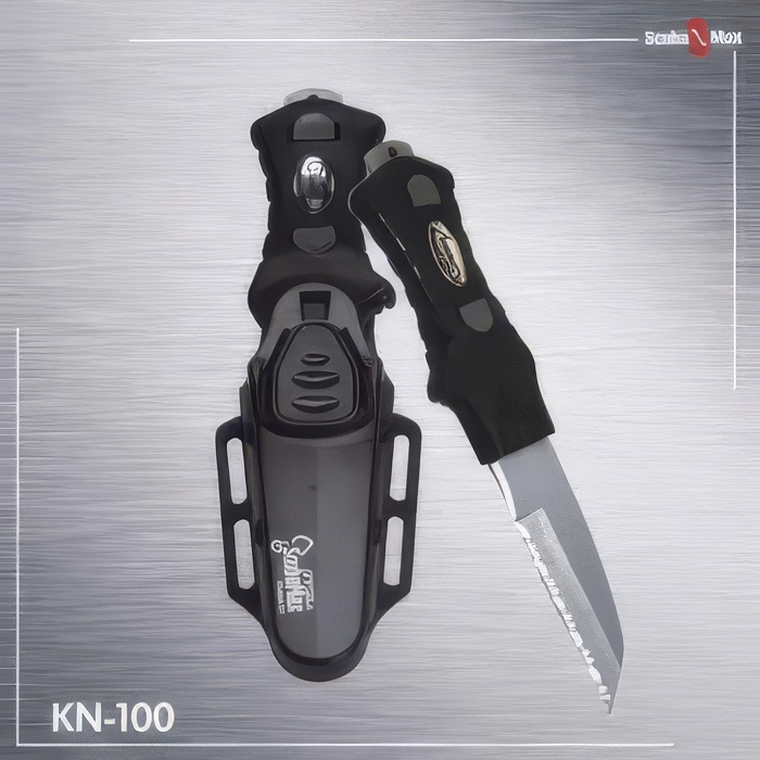 Scalloped Tip Knife  "Black Plastic Sheath" - Product Image