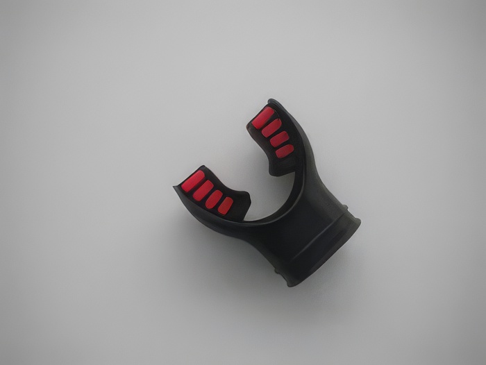 Comfort Bite Silicone Mouth Piece Standard Size "BLACK w/ RED accents" - Product Image
