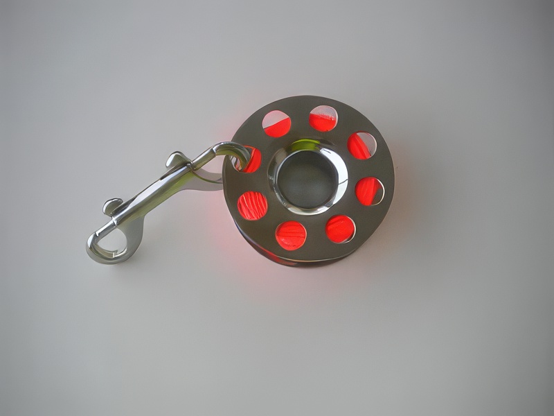 50ft Stainless Steel Finger Spool w/ Orange Line! "Large Finger Hole" - Product Image