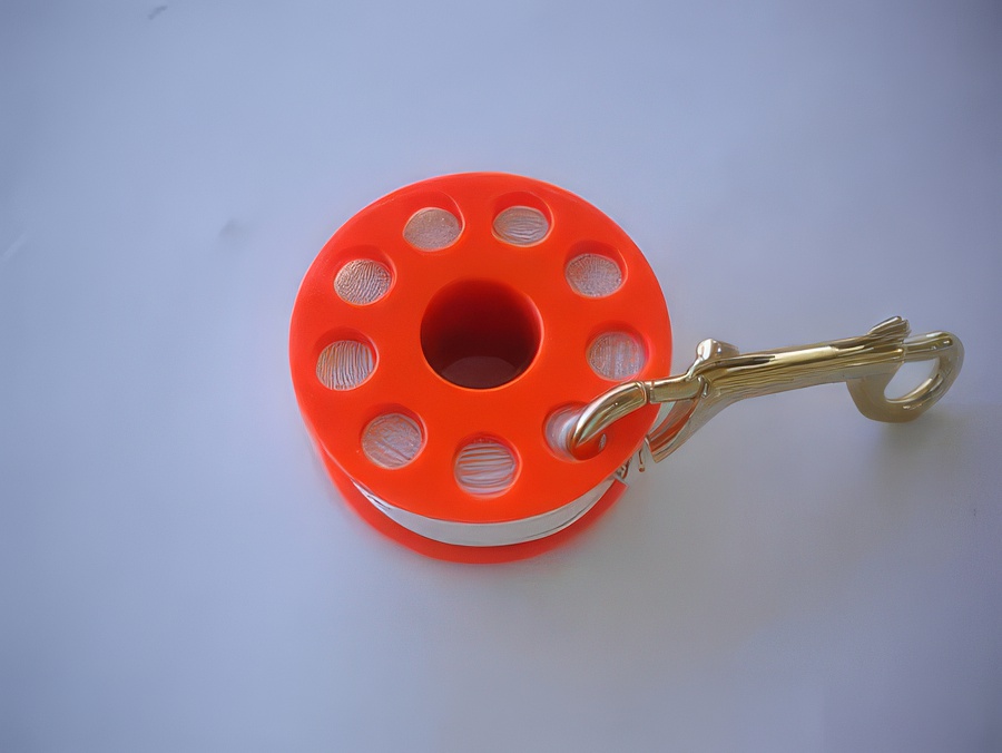 100' Finger Spool w/ Orange spool body "WHITE Line" - Product Image