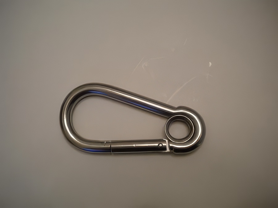 4 3/4 Inch Stainless Steel Carabineer w/grommet - Product Image