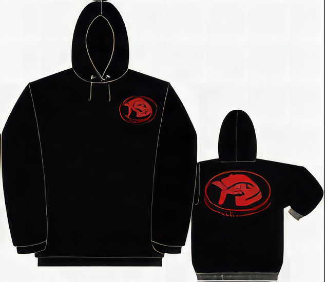 Black 9.3oz Hooded Sweatshirt w/front pouch  LARGE - Product Image