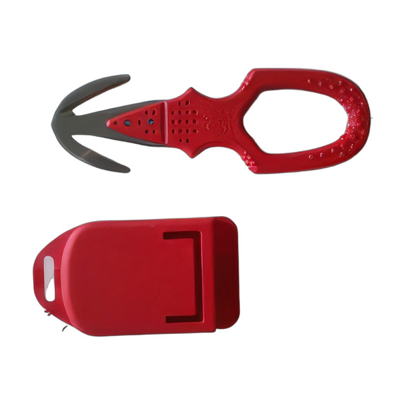 Piranha Hammerhead Dual Blade Line Cutter "RED"  W/ Shealth