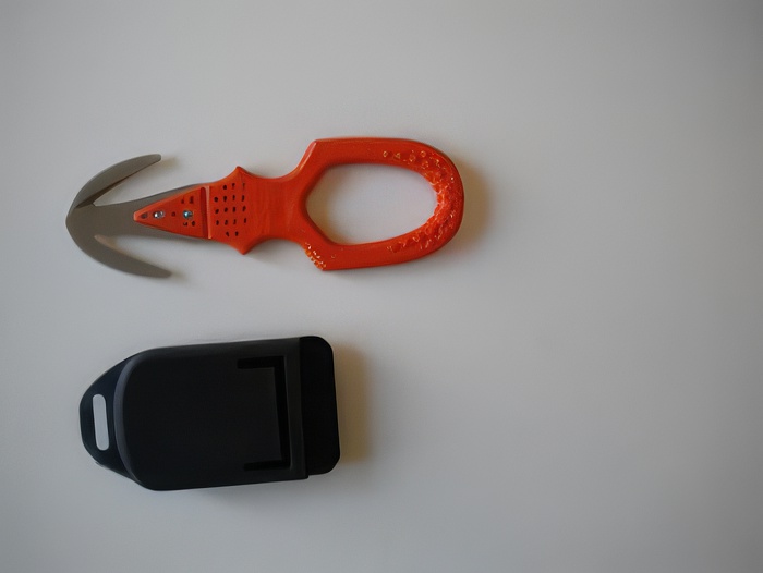 Piranha Hammerhead Dual Blade Line Cutter "Sunburst ORANGE"  W/ Shealth - Product Image