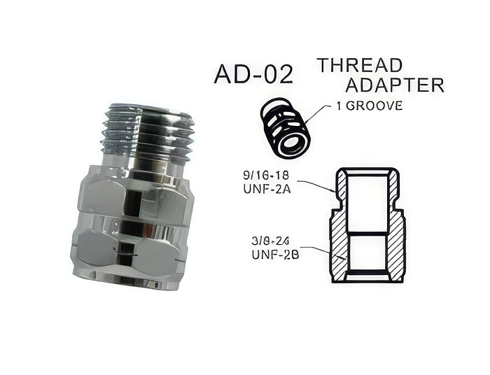 Adapter 3/8-24 Female to 9/16-18 male - Product Image